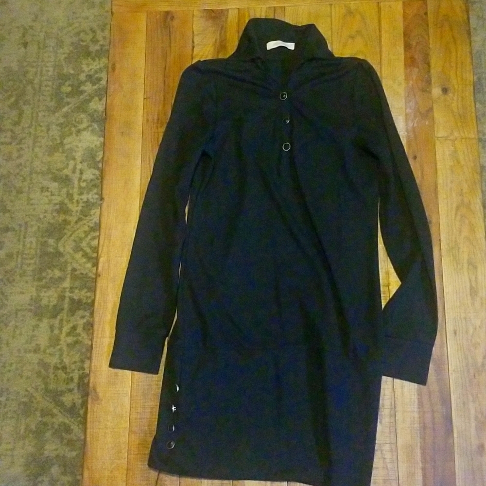Cute black mini with gold button detail